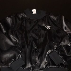 Pink satin bomber jacket, worn once